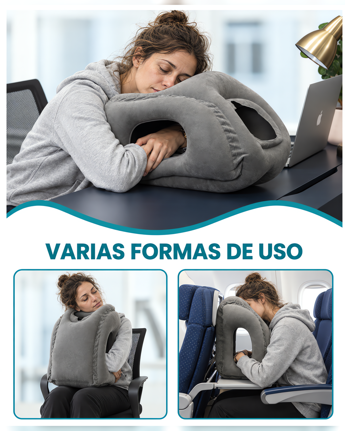 Almohada de viaje para dormir sentado sin dolor de cuello